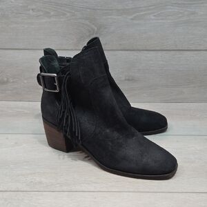 Lucky Brand Women’s Makenna Suede Ankle Boots with Fringe& Buckle Sz 8M